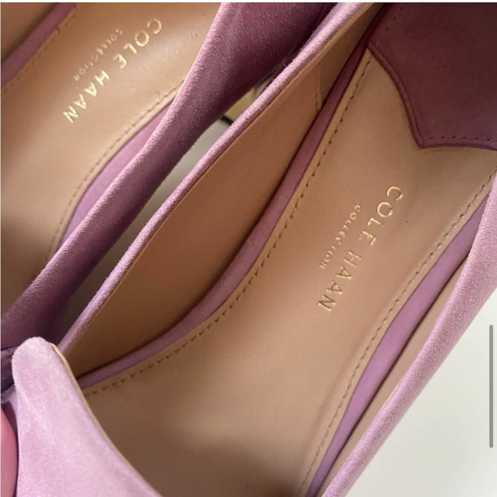 Cole Haan Collection Chain Pink Suede Heel Loafers sz 9 - Picture 7 of 15